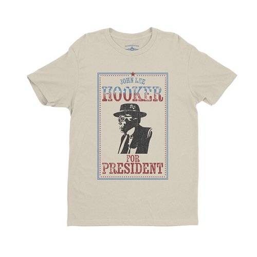(주)사운드룩, John Lee Hooker For President T-Shirt - Cream